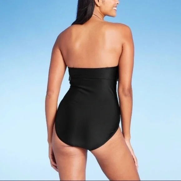 Kona Sol Black Ruffle Lace Front One Piece Swimsuit Size Small - Picture 2 of 11